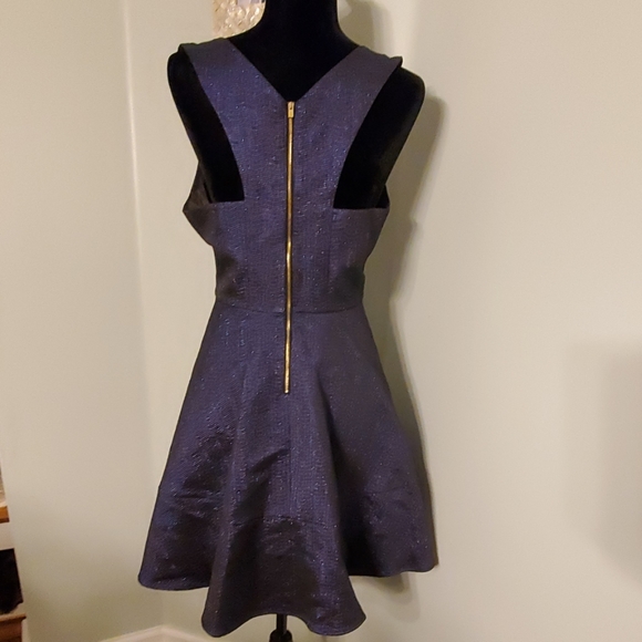 NWT- Express flared party dress prismatic navy -12 - Picture 4 of 7